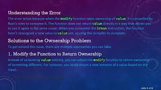 How to Modify a Value Inside a Loop in Rust Without Ownership Issues