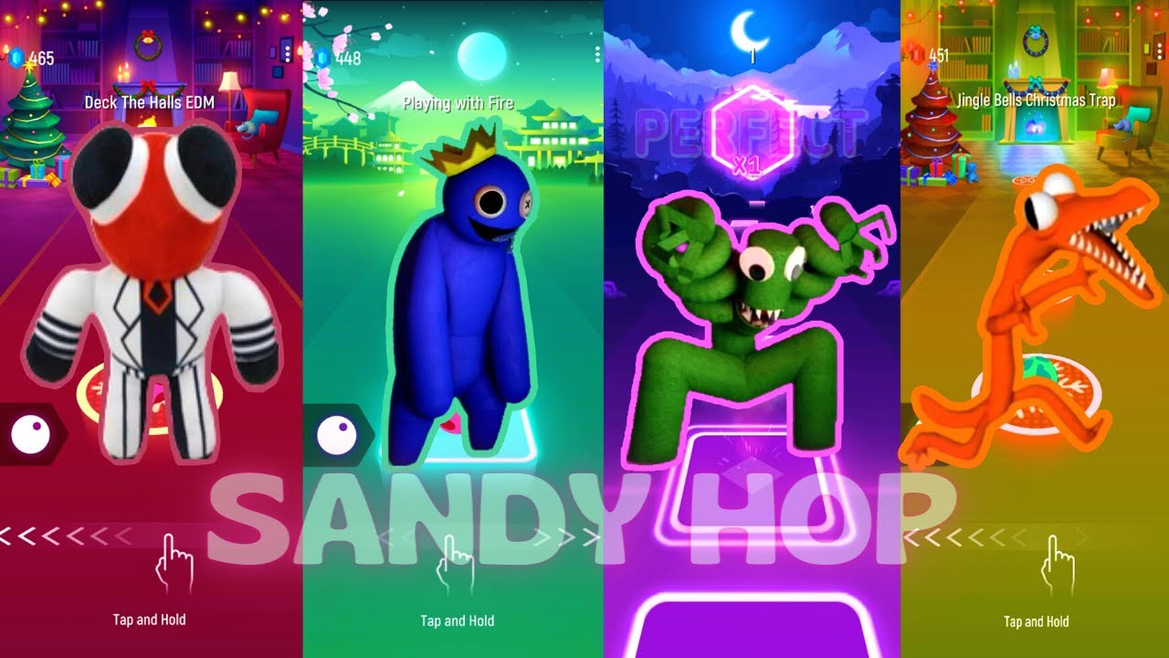 Rainbow Friends in Tiles Hop Red vs Blue vs Green vs Orange (Roblox