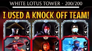 MK Mobile. I Beat White Lotus Tower Battle 200 with KNOCK OFF Team! This Reward Was INSANE!