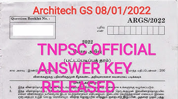 TNPSC OFFICIAL ANSWER KEY RELEASED | ARCHITECH GENERAL STUDIES 08/01/2022 | #TNPSC