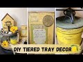 DOLLAR TREE DIY SUMMER DECOR IDEAS | TIERED TRAY DECOR | SHABBY CHIC DIY DECOR