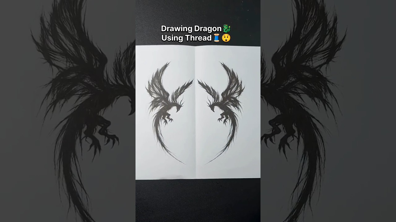 Drawing Dragon using thread #experiment #shortsfeed #youtubeshorts #magic #diy #craft #shorts