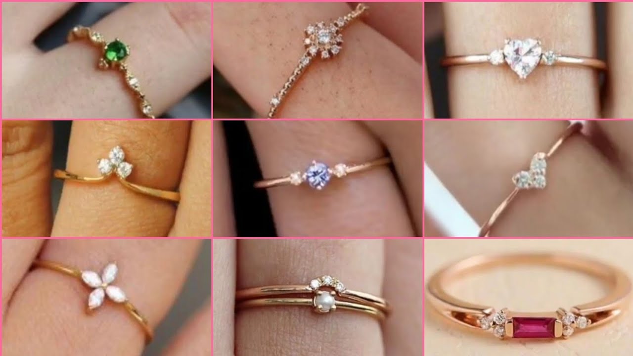 Buy Stylish Thin Rose Gold White Stone Ladies Finger Ring for Daily Use