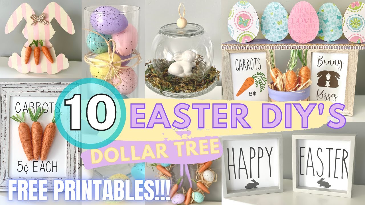 DOLLAR TREE DIY Easter and Spring Decor | Dollar Tree - Rae Dunn Inspired  DIY - FREE Printables - YouTube