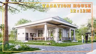 12x12m Vacation House | 2 Bedrooms with 2D Layout Floor Plan