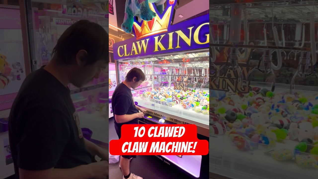 INSANE Claw Machine With 10 Claws! #shorts #clawmachine #clawgame #cranegame #arcadegame