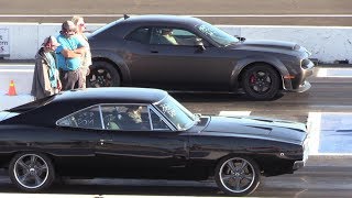 Old vs New Muscle Cars - drag racing , Dodge Demon,Chevy Nova,Dodge Challenger,Hellcat and more