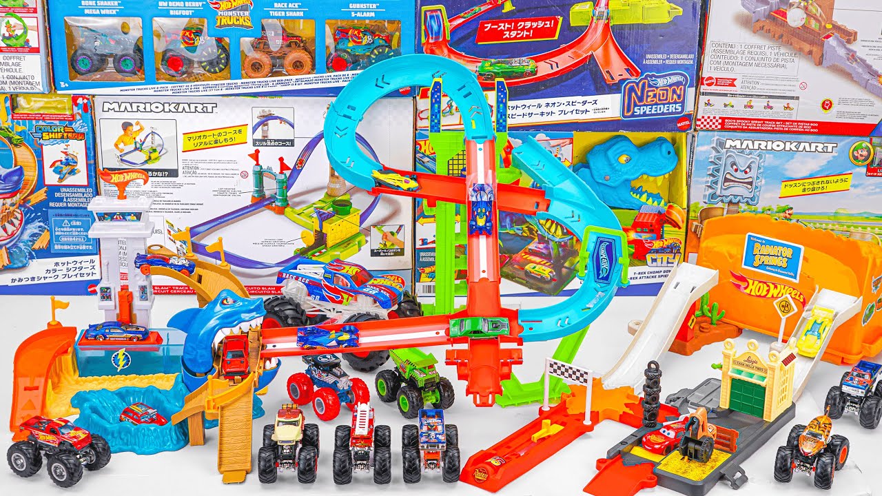 96 Mins Unboxing Hot Wheels Neon Speeders Speed Circuit Playset