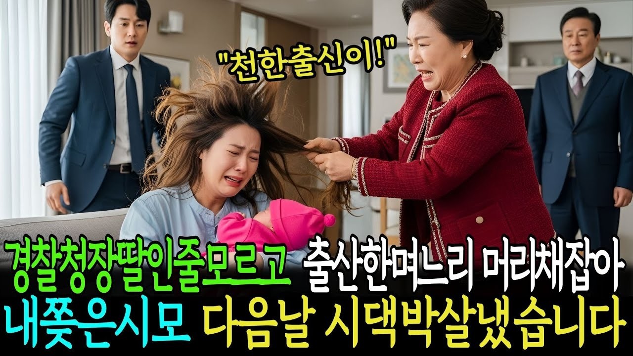 경찰청장딸인줄 모르고 출산한 며느리 머리채 잡고 내쫒은 시어머니 다음날 시댁 박살냈습니다