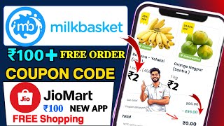 Milkbasket ₹100 Free Shopping Trick 🔥 Jiomart New App ₹100 Free Grocery | JioMart ₹100 Coupon code screenshot 5