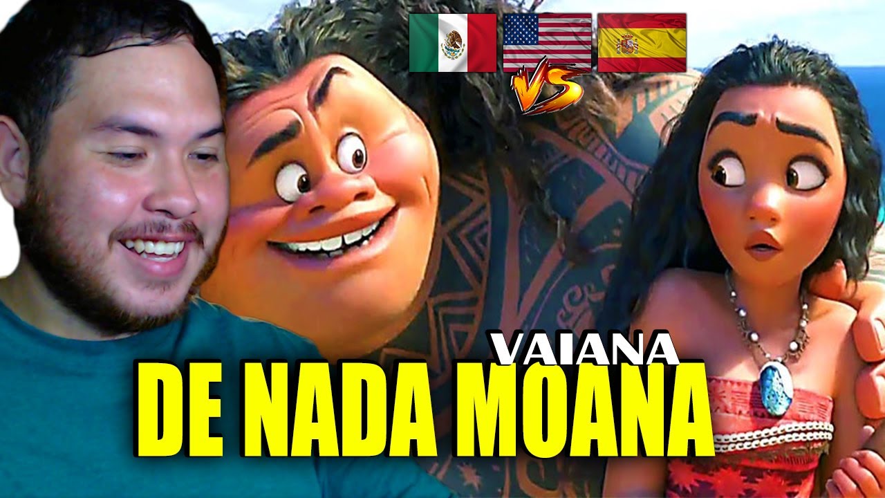 Reacción a MOANA DE NADA doblaje latino vs castellano Vaina