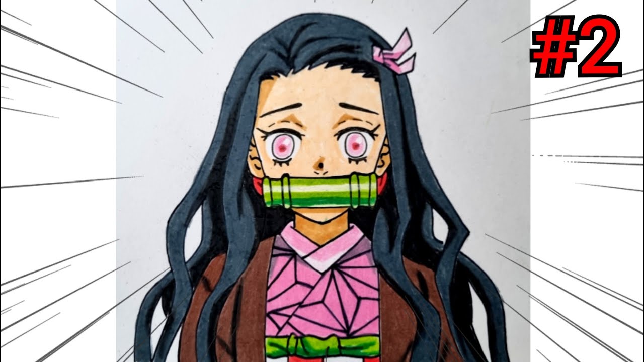 Como Colorir Nezuko Kamado (Demon Slayer - Kimetsu no Yaiba) modo fácil  usando apenas lápis de cor 