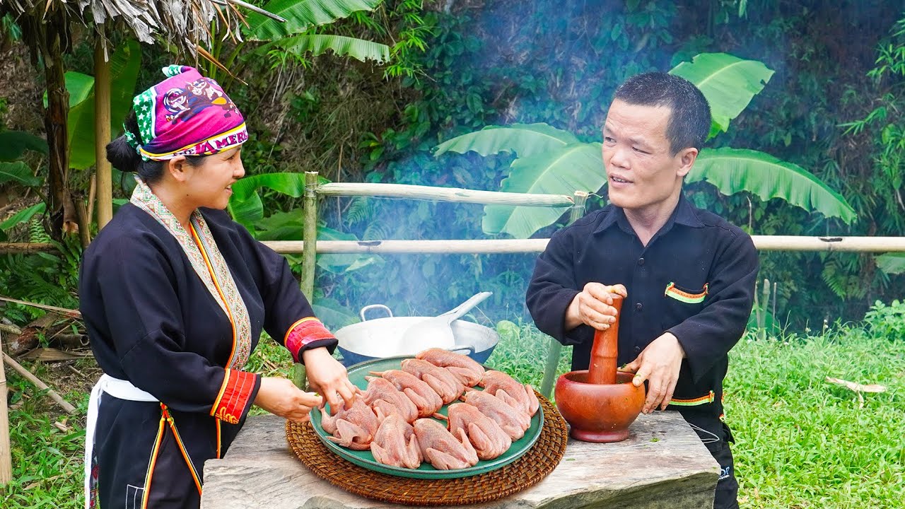 Dwarf Family Hunting and Cooking Quail | Mukbang Quail | Make fried quail