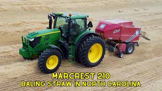 John Deere 6190R and Marcrest 210 Baling Straw In North Carolina In Record Time