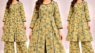 PANEL KURTI/FRONT SLIT KURTI CUTTING AND STITCHING/PLEATED KURTI CUTTING STITCHING 