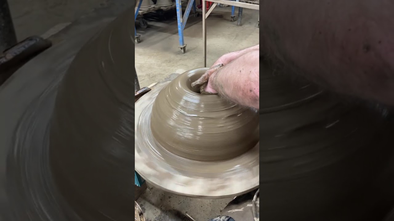 Gabriel throwing large flower pots for the baskets weave finish #pot