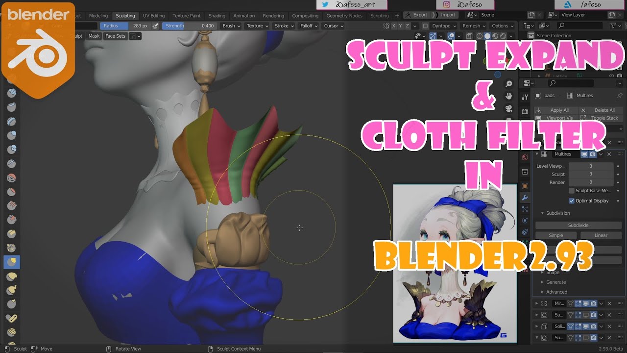 Trying out Sculpt Expand and Cloth Filter in Blender 2.93 YouTube