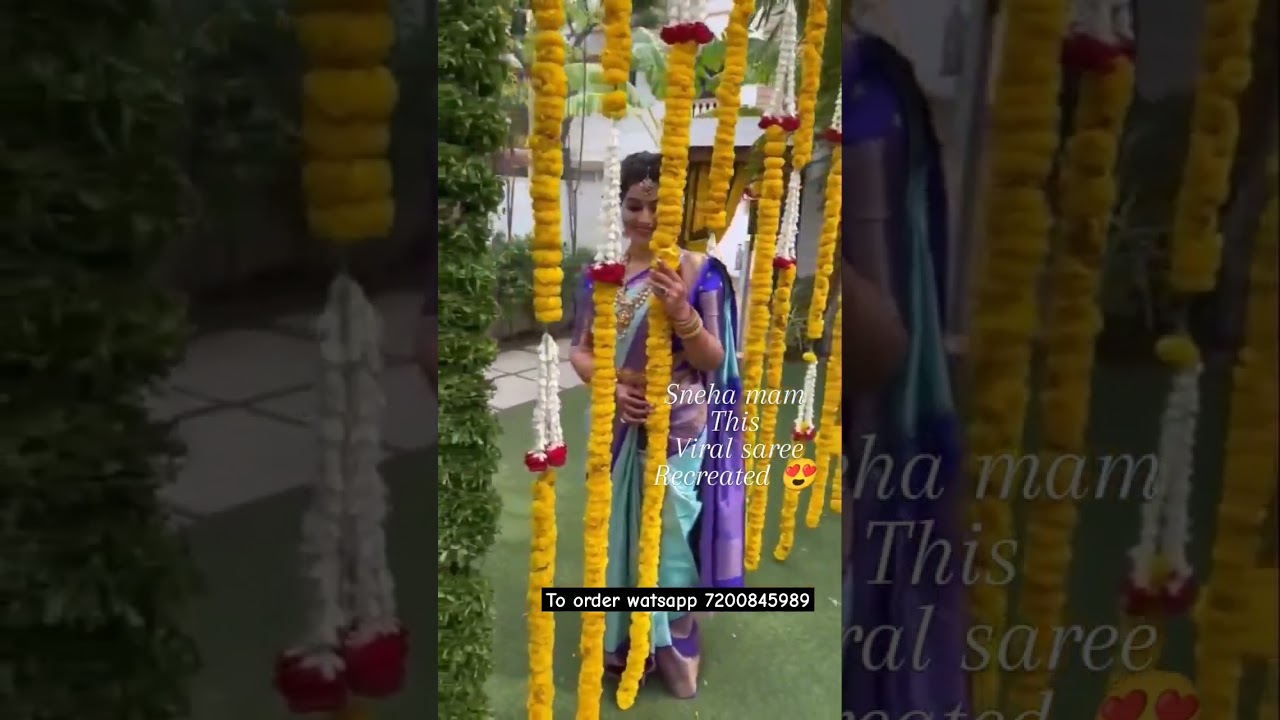 Actress Sneha mam inspired premium kanchi silk saree to order watsapp 7200845989 