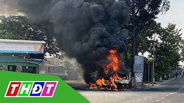Tài xế liều mình lái xe bồn đang cháy dữ dội ra khỏi cây xăng ở Tiền Giang | THDT