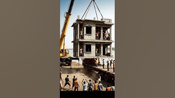 When Moving Gets Serious 🤖🤖: A Whole Building on a Flatbed Truck #epicmoments