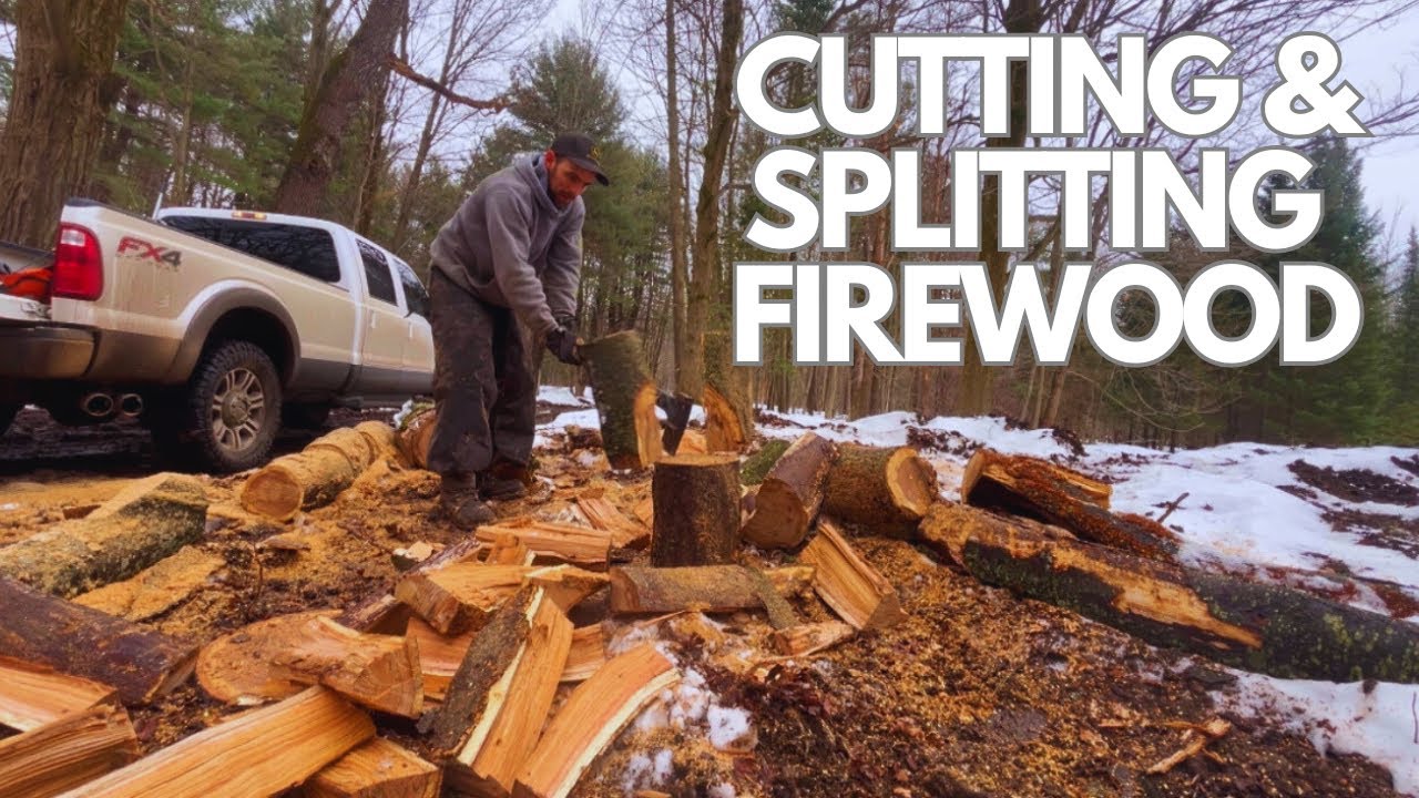 Cutting and splitting firewood! - YouTube