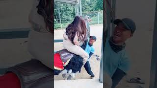 Girl Riding On Ostrich