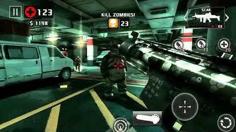 Dead trigger 2 scar & dual Uzi level 57 gameplay iOS on hard TDU 50+