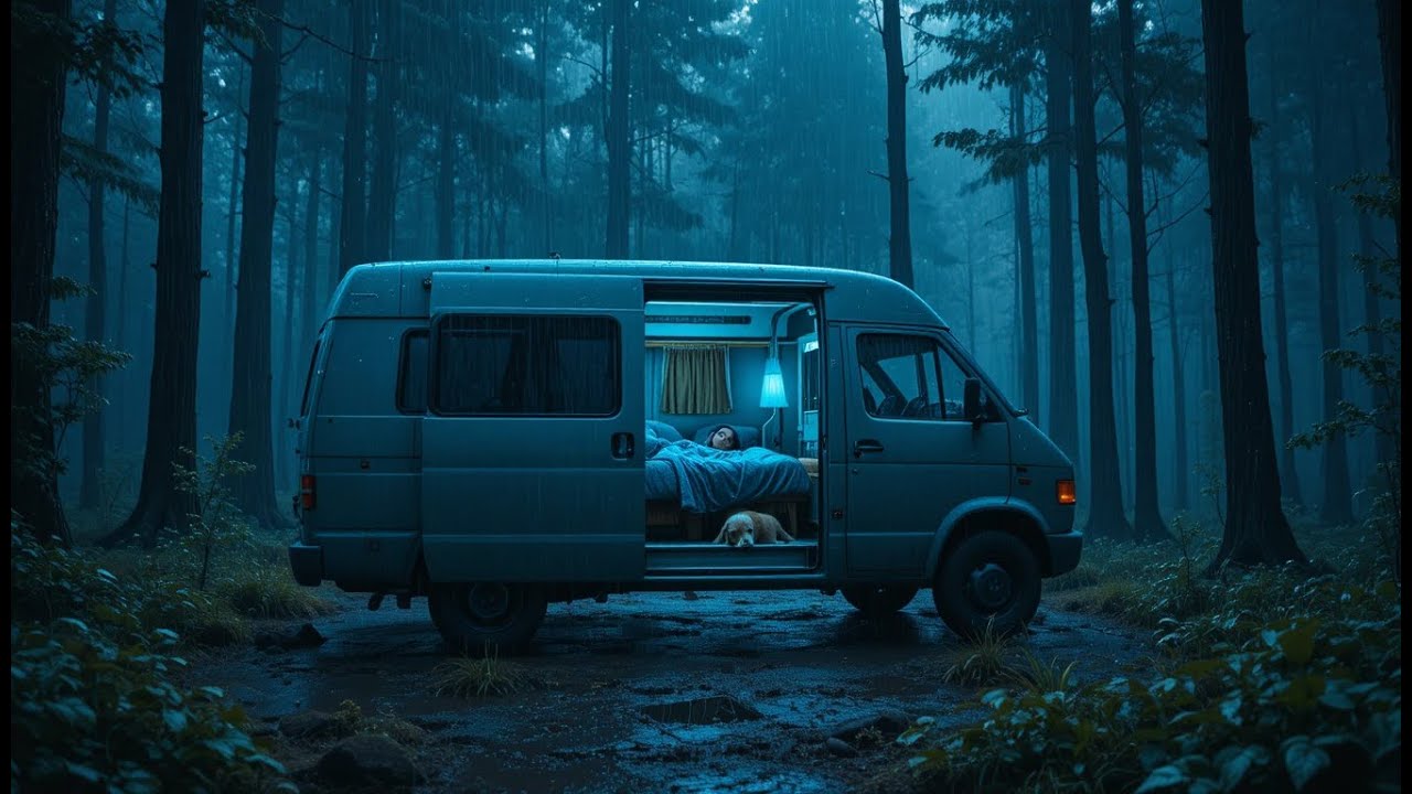 Cozy Van in the Forest Rain | Relaxing Thunder & Rain Sounds