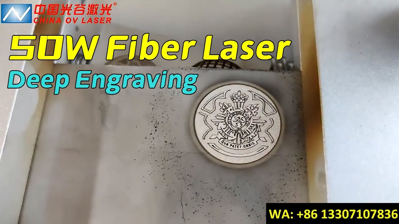 Deep engraving on stainless steel by Raycus/JPT 50w fiber laser engraving marking machine