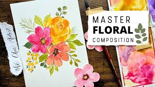 A Simple Watercolor Floral Composition Anyone Can Paint | Step by Step Beginner Friendly