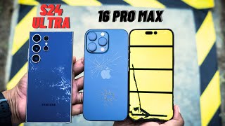 iPhone 16 Pro vs iPhone 15 Pro Max vs Samsung S24 Ultra Drop Test | Durability