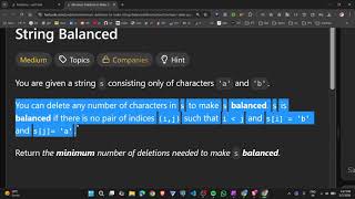 Minimum Deletions to Make String Balanced | LeetCode 1653 | Solution and Explanation