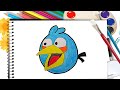 How to draw and color angry bird  art and drawing for kids