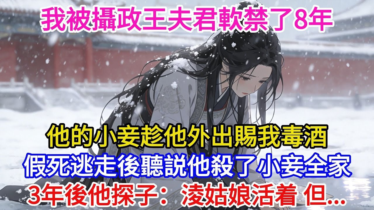我被攝政王夫君軟禁了8年，他的小妾趁他外出賜我毒酒，我假死後逃回漠北，聽説他殺了小妾全家，3年後他的探子回報：主公，淩姑娘還活著，但她有女兒了！#古代言情#女頻小説#甜寵虐戀#月棲書院