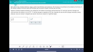 ALEKS: Calculating the reaction rate of one reactant from that of another