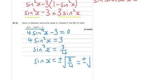 AQA Further Maths Level 2 Certificate 2016 Paper 2 - Q26 - Trigonometric Identities & Equations