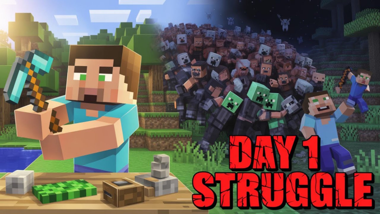 ⚔️ So I Tried Minecraft for the FIRST Time | Day 1 in Minecraft: The ...