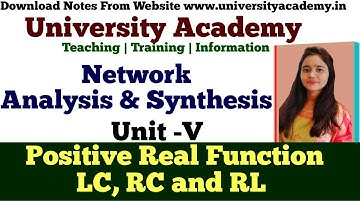 NAS39:Positive real function, Properties of LC, RC and RL Driving Point Functions |Network Synthesis