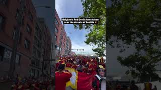 Belgium’s Red Devils have taken over the streets of Seattle 🇧🇪#fifaworldcup #belgium