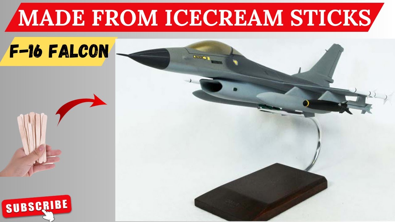 How to make an Aeroplane with ice cream sticks - F-16 falcon 