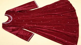 Without Joint Panel Anarkali Dress/ Frock Cutting And Stitching | Free Pattern |Sewing Tips & Tricks