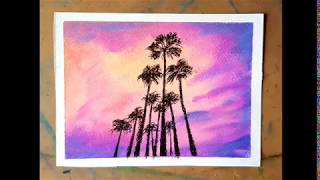 Sunset painting using daiso soft pastels screenshot 2