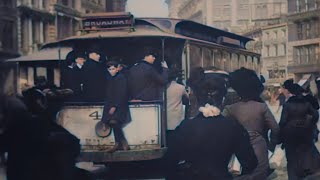 Busy New York Broadway around 1900 | Remastered