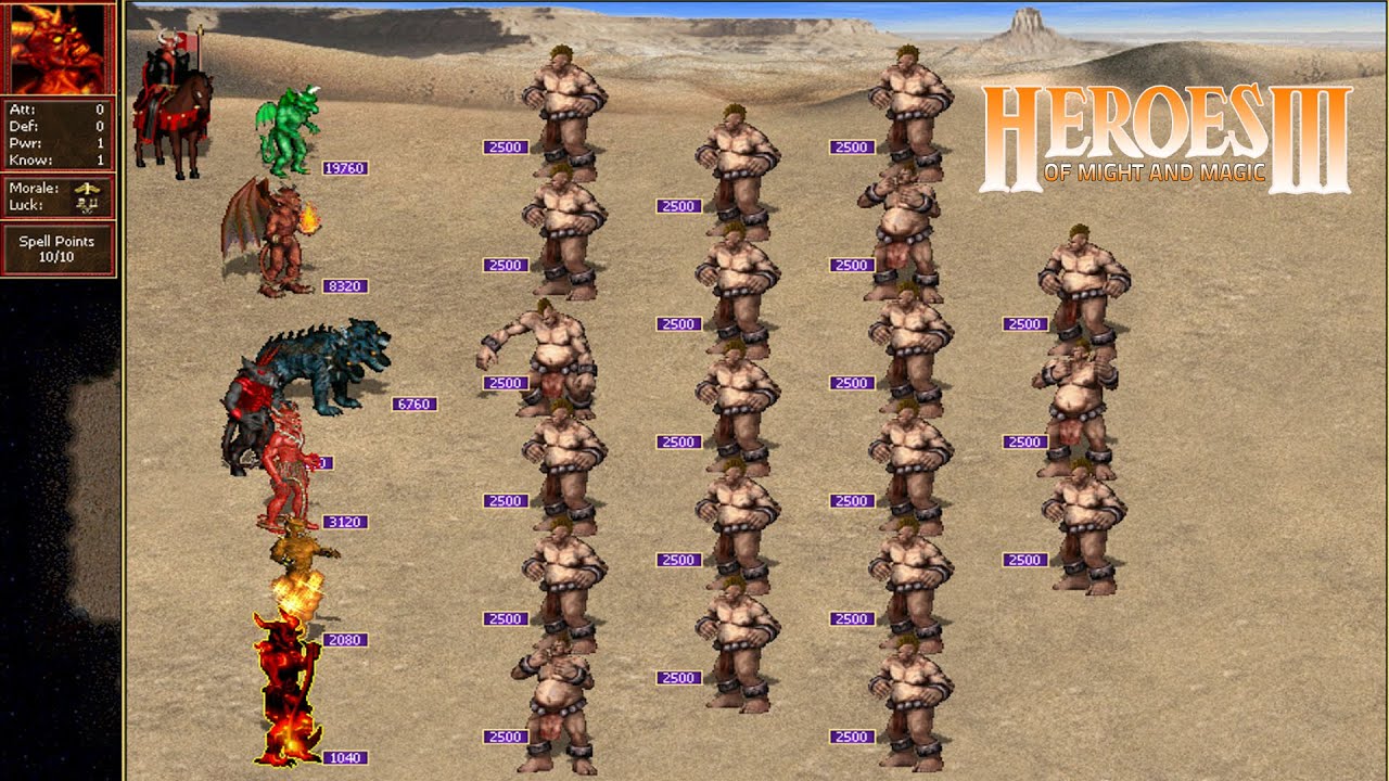 Heroes 3 COMBAT Ten year growth Inferno vs 50000 Hill Gigas