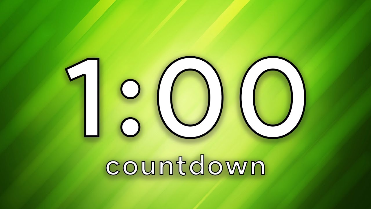 1 Minute Countdown Timer | Green Screen | No Music - NO ADS - YouTube