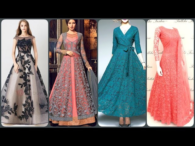 Rajasthani Gota Patti work Suits राजस्थानी और पंजाबी सूट: Long Dress in  Irish Net fabric design code 1308771e