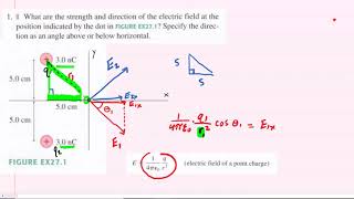 What are the strength and direction of the electric field at the position