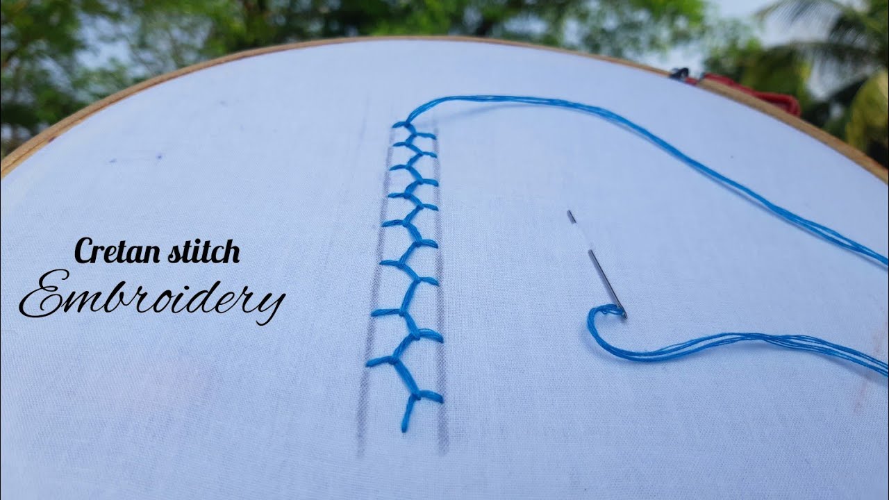 Cretan stitch tutorial for beginner's / Basic hand embroidery design ...