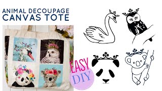 Animal Decoupage Canvas Tote DIY