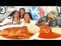3 VS 1 FUFU AND FISH PEPPER SOUP CHALLENGE! 😱
